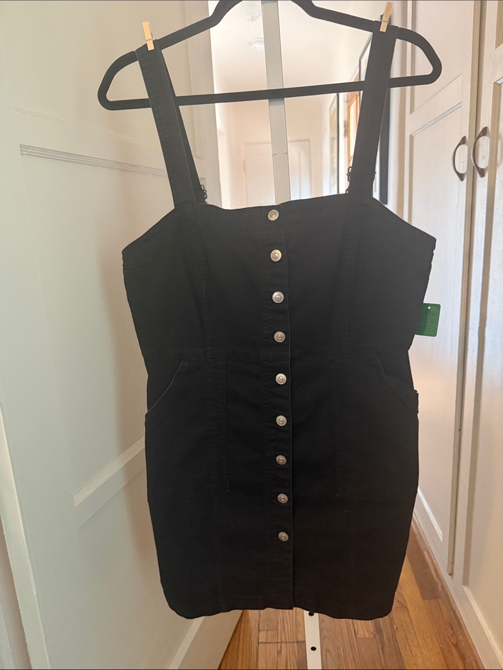 Divided Black Button-Front Mini Denim Dress